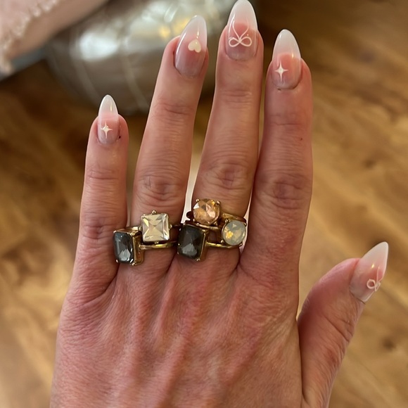 Set a five gold gemstone stackable rings Size 7 - Picture 4 of 15